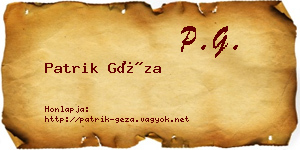 Patrik Géza névjegykártya